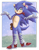 Size: 966x1226 | Tagged: safe, artist:nessa-harp, sonic the hedgehog, hedgehog, 2026, bandage, bandana, blushing, chest fluff, crotch fluff, daytime, ear piercing, earring, feather, grass, hair, hip fluff, leg fluff, looking at viewer, male, outline, pouch, redesign, redraw, scarf, semi-transparent background, shrugging, smile, solo, sparkles, standing, standing on one leg, watermark