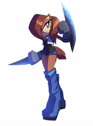 Size: 3036x4096 | Tagged: safe, artist:speendlexmk2, sally acorn, chipmunk, 2025, female, looking at viewer, pose, redesign, ringblader, simple background, solo, white background