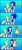 Size: 910x2048 | Tagged: safe, artist:pixelrush, miles "tails" prower, sally acorn, sonic the hedgehog, chipmunk, fox, hedgehog, 2023, 3d, bag, blender (medium), blue background, blushing, carrying something, comic, dialogue, english text, fat sally acorn, female, male, positivity, sally's vest and boots, simple background, speech bubble, trio