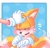Size: 626x600 | Tagged: safe, artist:anouckyshim, miles "tails" prower, sonic the hedgehog, fox, abstract background, blushing, cute, duo, emanata, eye clipping through hair, eyes closed, gloves, male, offscreen character, open mouth, open smile, outline, smile, solo focus, tailabetes, wagging tail