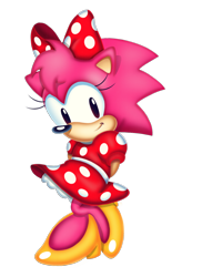 Size: 1300x1700 | Tagged: safe, artist:clarissa_arts, amy rose, hedgehog, classic amy, cosplay, dress, female, hair bow, hands behind back, lolita, looking at viewer, simple background, smile, smiling at viewer, solo, sweet lolita, transparent background