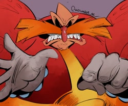 Size: 1200x1000 | Tagged: safe, artist:artvader_af, robotnik, human, 2026, black sclera, clenched teeth, looking at viewer, purple background, signature, simple background, solo, sonic satam