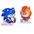 Size: 1280x1280 | Tagged: safe, artist:kikto_cat, artist:povor10, sally acorn, sonic the hedgehog, chipmunk, hedgehog, 2025, archie sonic the hedgehog, blushing, chibi, duo, female, male, sally x sonic, sally's ringblader outfit, shipping, simple background, sitting, smile, straight, white background