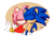 Size: 1025x723 | Tagged: safe, artist:pikoreto, amy rose, sonic the hedgehog, hedgehog, amy x sonic, amy's halterneck dress, blushing, dress, eyes closed, female, hairband, male, shipping, straight, transparent background