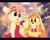 Size: 1200x967 | Tagged: safe, artist:pibblespuppy, amy rose, cream the rabbit, hedgehog, rabbit, cheek fluff, clouds, don bluth, dress, duo, female, gem, hairband, holding something, mouth open, outdoors, paper, shoulder fluff, style emulation, watermark