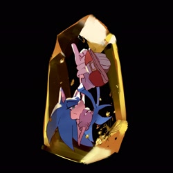 Size: 2048x2048 | Tagged: safe, artist:afajiao, sonic the hedgehog, 2025, amber, black background, lidded eyes, looking at viewer, pointing, pointing up, simple background, smile, solo