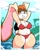 Size: 2400x3000 | Tagged: suggestive, artist:jd_virushunter, vanilla the rabbit, rabbit, green hill zone, bikini, busty vanilla, cleavage, daytime, female, hands behind head, long ears, looking at viewer, necklace, solo, water