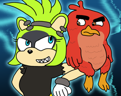 Size: 1136x900 | Tagged: safe, artist:toad900, surge the tenrec, angry birds, crossover, red (angry birds)
