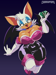 Size: 1080x1440 | Tagged: suggestive, artist:charupopu, rouge the bat, alternate version