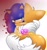 Size: 1804x1903 | Tagged: safe, artist:elly, miles "tails" prower, sonic the hedgehog, 2020, corruption, duo, glitch, gradient background, heterochromia, hugging, lidded eyes, one fang, pixels, signature, smile