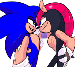 Size: 819x729 | Tagged: safe, artist:_rotshi_, mighty the armadillo, sonic the hedgehog, 2026, bandage, gay, looking at each other, scar, shipping, simple background, smile, sonighty, valentine's day, white background