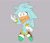 Size: 1500x1300 | Tagged: safe, artist:smallpwbbles, oc, oc:cyan the hedgehog, hedgehog, 2024, ask response, flat colors, frown, fusion, fusion:silver, fusion:sonic, grey background, looking offscreen, neck fluff, nervous, oc only, simple background, solo