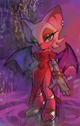 Size: 1305x2048 | Tagged: safe, artist:plilithspin, rouge the bat, 2026, cleavage, dress, heels, looking at viewer, solo, standing