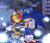Size: 2400x2050 | Tagged: safe, artist:luciolez, sally acorn, sonic the hedgehog, chipmunk, hedgehog, 2015, blushing, building, car park, clouds, cloudy, duo, female, holding hands, male, outdoors, rain, sally x sonic, sally's ringblader outfit, shipping, straight, tree, wet