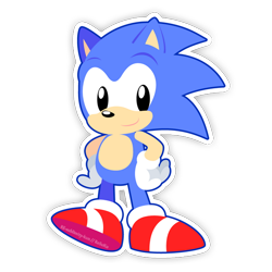 Size: 600x600 | Tagged: safe, artist:resuku, sonic the hedgehog, 2014, classic sonic, cute, outline, simple background, solo, sonabetes, tapping foot, transparent background, treads