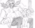 Size: 1024x848 | Tagged: safe, artist:aoshibazakura95, robotnik, sage, sonic frontiers, 2025, blushing, christmas, cute, duo, father and daughter, greyscale, grin, hand on another's head, headpats, japanese text, looking at them, monochrome, pencilwork, robotnikbetes, sagebetes, simple background, sitting, smile, standing, traditional media, white background