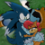 Size: 1280x1280 | Tagged: safe, artist:simplykatastrophic23, sally acorn, sonic the hedgehog, chipmunk, hedgehog, 2024, blushing, duo, eyebrow clipping through hair, female, forest, hugging, looking at each other, male, moon, nighttime, outdoors, sally x sonic, sally's vest and boots, shipping, sonic the werehog, straight, tree, were form, werehog