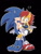 Size: 2500x3333 | Tagged: safe, artist:vika7182, sally acorn, sonic the hedgehog, chipmunk, hedgehog, 2020, black background, duo, female, heart, looking at them, male, outline, sally x sonic, sally's ringblader outfit, shipping, shy, simple background, sitting, straight, white outline