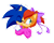 Size: 870x690 | Tagged: safe, artist:risziarts, sally acorn, sonic the hedgehog, chipmunk, hedgehog, 2020, alternate outfit, archie sonic the hedgehog, blushing, bowtie, clothes, duo, eyes closed, female, grin, hugging, looking offscreen, male, sally x sonic, shipping, smile, straight, sweatdrop, transparent background, valentine's day