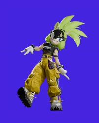 Size: 1993x2465 | Tagged: safe, artist:st0rm3ye, surge the tenrec, 3d, blue background, female, looking offscreen, simple background, solo