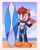 Size: 1862x2327 | Tagged: safe, artist:loulubally, sally acorn, chipmunk, 2024, barefoot, beach, daytime, female, holding something, looking at viewer, mouth open, open smile, pose, sand, smile, smiling at viewer, solo, summer, surfboard, swimsuit, water