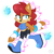 Size: 2000x2000 | Tagged: safe, artist:yoshiyoshi700, sally acorn, chipmunk, sonic frontiers, 2025, acorn (symbol), female, lidded eyes, looking at viewer, running, sally's ringblader outfit, simple background, smile, solo, white background