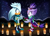 Size: 1397x1004 | Tagged: safe, artist:jovialnightz, blaze the cat, silver the hedgehog, cat, hedgehog, 2016, blaze x silver, candle, duo, female, gift box, giving object, holding something, jacket, looking at each other, male, mountain, mountain range, nighttime, outdoors, scarf, shipping, snowing, star (sky), straight, winter