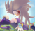Size: 1500x1330 | Tagged: safe, artist:yaniis15, blaze the cat, silver the hedgehog, cat, hedgehog, 2020, blaze x silver, daytime, duo, female, field, flower, frown, grass, grass field, kneeling, looking at each other, looking at them, looking down, looking down at them, looking up, looking up at them, lying down, male, mouth open, open smile, shipping, smile, smiling at them, straight