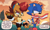 Size: 2480x1500 | Tagged: safe, artist:kitarehamakura, sally acorn, sonic the hedgehog, chipmunk, hedgehog, 2022, alternate universe, au:freedom swap, chili dog, dialogue, duo, english text, food, holding hands, holding something, hot dog, looking at each other, male, sally x sonic, shipping, shorts, speech bubble, straight, sun, sunset, walking