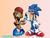 Size: 4000x3000 | Tagged: safe, artist:tvict101, sally acorn, sonic the hedgehog, chipmunk, hedgehog, 2016, bowl, burnt food, cookie, duo, eating, female, food, frown, hand on forehead, holding something, male, mouth open, polka-dots background, sally x sonic, sally's ringblader outfit, shipping, shocked, shrunken pupils, standing, straight, tears