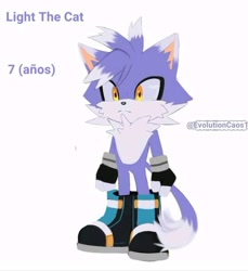 Size: 562x613 | Tagged: safe, artist:sora_drawing_0, oc, oc:light the cat (sora drawing 0), cat, 2023, character name, child, cute, english text, fankid, looking at viewer, male, parent:blaze, parent:silver, parents:silvaze, pose, simple background, solo, spanish text, white background