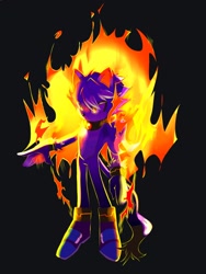Size: 1536x2048 | Tagged: safe, artist:sora_drawing_0, oc, oc:light the cat (sora drawing 0), cat, 2023, black background, dark, english text, fankid, fire, flame, looking offscreen, male, parent:blaze, parent:silver, parents:silvaze, pose, simple background, sketch, solo, standing