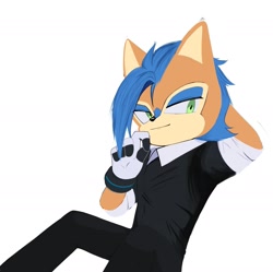 Size: 1859x1855 | Tagged: safe, artist:sora_drawing_0, oc, oc:nimble acorn (sora drawing 0), chipmunk, 2022, clothes, fully clothed, looking offscreen, male, pants, parent:sally, parent:sonic, parents:sonally, shirt, simple background, sitting, sketch, smile, solo, white background
