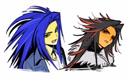 Size: 4096x2578 | Tagged: safe, artist:guitar_00000001, shadow the hedgehog, sonic the hedgehog, human, 2026, duo, humanized, looking at viewer, mouth open, simple background, white background