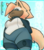 Size: 558x637 | Tagged: safe, artist:thecosmicfool, whisper the wolf, wolf, abstract background, alternate version, chubby, female, from below, frown, lidded eyes, outline, solo