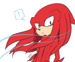 Size: 1200x1000 | Tagged: safe, artist:aoshibazakura95, knuckles the echidna, 2025, simple background, solo, speech bubble, white background, wind