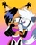 Size: 1638x2048 | Tagged: safe, artist:fartist2020, nicole the hololynx, tangle the lemur, duo, female, gradient background, hiding, looking offscreen