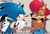 Size: 1303x897 | Tagged: safe, artist:risziarts, sally acorn, sonic the hedgehog, chipmunk, hedgehog, 2026, arms folded, chair, duo, female, lidded eyes, looking at each other, male, mouth open, open smile, sally x sonic, sally's vest and boots, shipping, simple background, sitting, smile, smiling at each other, straight, table, talking