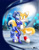 Size: 1252x1612 | Tagged: safe, artist:jamilsc11, miles "tails" prower, fox, blushing, crossover, duo, female, hand behind back, krystal (star fox), male, smile