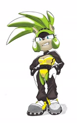 Size: 1286x2048 | Tagged: safe, artist:hartattackart, surge the tenrec, female, hands on hips, solo, solo female, white background