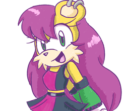 Size: 800x700 | Tagged: safe, artist:nicoledoodle64, mina mongoose, mongoose, female, looking at viewer, open smile, pose, simple background, smile, smiling at viewer, solo, white background