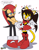Size: 3074x3892 | Tagged: safe, artist:pepamintopatty, honey the cat, mighty the armadillo, armadillo, cat, 2023, blushing, dialogue, duo, english text, female, heart, holding hands, honey x mighty, looking at them, male, shipping, shy, simple background, speech bubble, standing, straight, white background