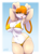 Size: 1684x2189 | Tagged: suggestive, artist:jo-ve-al, vanilla the rabbit, arms behind head, beach, bedroom eyes, bikini, female, gradient background, looking at viewer, smile, smiling at viewer, solo, solo female, swimsuit, tongue out