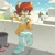 Size: 2048x2048 | Tagged: safe, artist:candleyy, sally acorn, chipmunk, 2026, building, clouds, daytime, drink, female, holding something, leaning, looking at viewer, mouth open, open smile, outdoors, palm tree, sally's vest and boots, smile, smiling at viewer, soda, solo, standing on one leg, trash can
