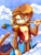 Size: 1536x2048 | Tagged: safe, artist:jovialnightz, monkey khan, monkey, 2026, 35 days sonic, abstract background, clouds, daytime, holding something, lidded eyes, looking at viewer, male, outdoors, scepter, smile, solo, standing, yin-yang symbol