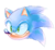 Size: 904x834 | Tagged: safe, artist:zoiby, sonic the hedgehog, hedgehog, 2019, head only, looking offscreen, male, signature, simple background, smile, solo, white background