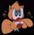 Size: 886x927 | Tagged: safe, artist:bobbutterbutt, ray the flying squirrel, 2026, acorn, black background, buck teeth, child, frown, looking offscreen, paw pose, simple background, solo, star (symbol)