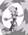 Size: 1280x1550 | Tagged: safe, artist:city-escaped, tangle the lemur, lemur, 2026, arms out, clenched teeth, female, greyscale, grin, long tail, looking at viewer, monochrome, simple background, smile, solo, white background