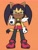 Size: 1536x2048 | Tagged: safe, artist:parukoenjoyer, honey the cat, cat, :3, dark skin, female, flat colors, lidded eyes, looking at viewer, middle finger, orange background, simple background, smile, smiling at viewer, smug, solo