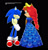 Size: 772x801 | Tagged: safe, artist:underworldcircle, sally acorn, sonic the hedgehog, chipmunk, hedgehog, 2026, black sclera, dress, duo, eyes closed, female, grin, looking at them, male, redraw, sally x sonic, shipping, simple background, smile, smiling at each other, standing, straight, tiara
